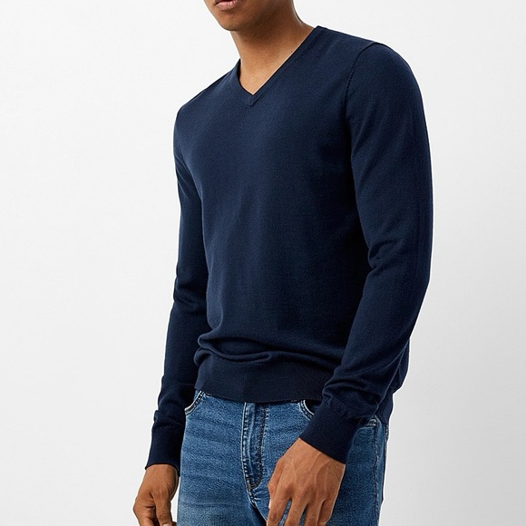 Simons Other - Le 31 Par Simons Men’s V-Neck Sweater Navy Vision Merino Wool size Large